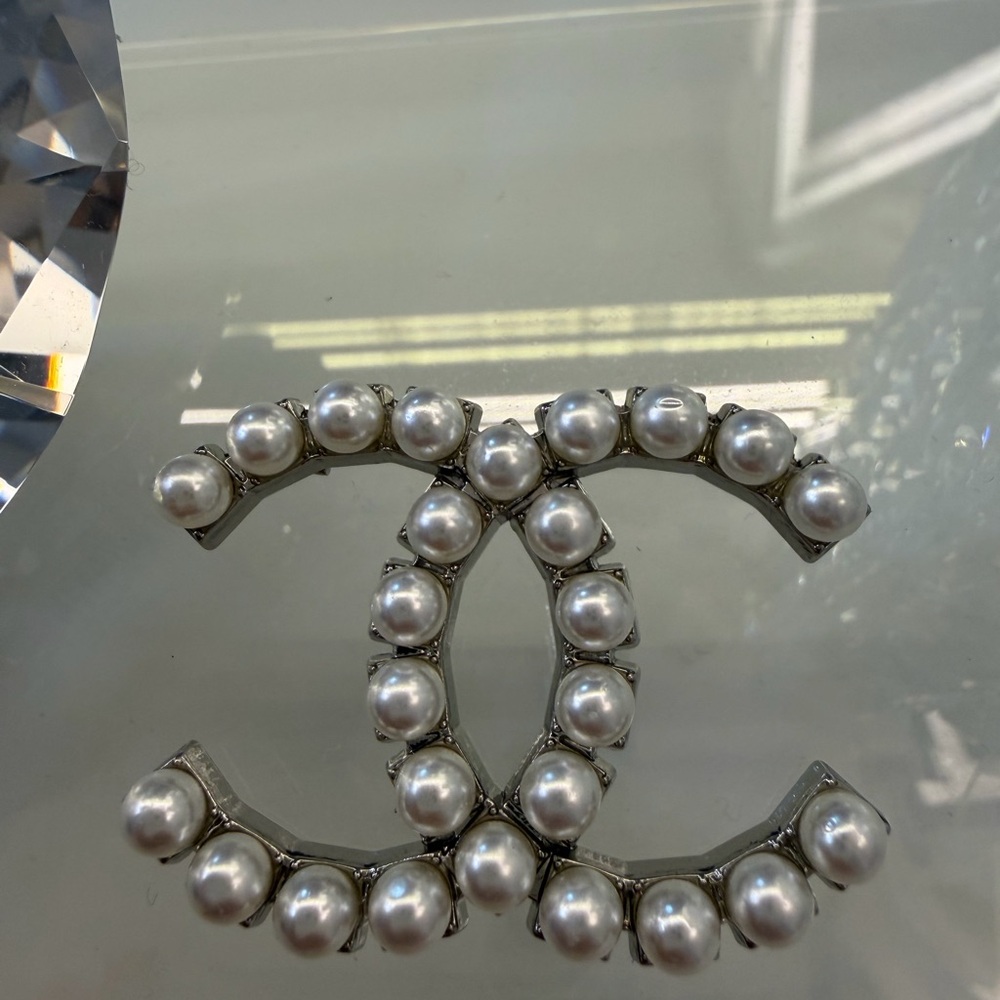 CC Silver Pearl Brooch